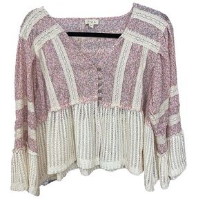 #075 POL Crochet Top in floral pink
